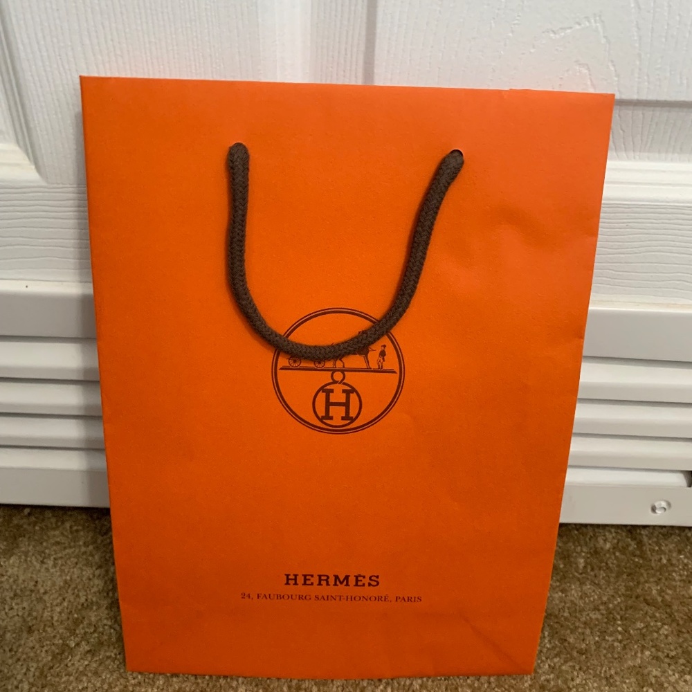 HERMES New Authentic Iconic Orange Paper Shopping Gift Bag